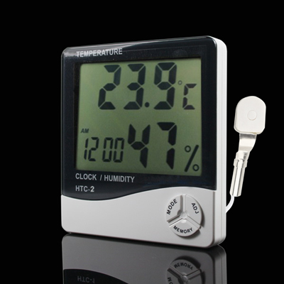 3.8 inch LCD Digital Temperature & Humidity Meter with Clock / Calendar (HTC-2) - Click Image to Close